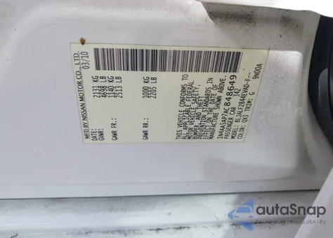 2010 Nissan Maxima 3.5 Sv from USA, damaged, VIN 1N4AA5AP7AC848649